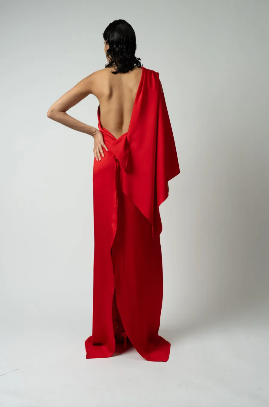 Draped One Shoulder Gown