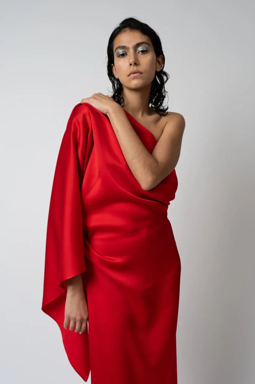 Draped One Shoulder Gown