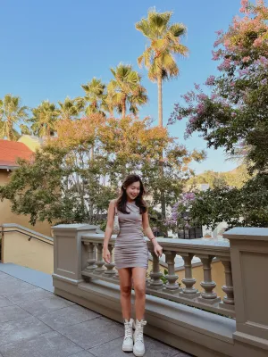 Draped Slash Mini Dress
