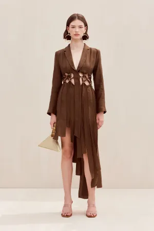Elana Midi Dress Sleeved - Affogato