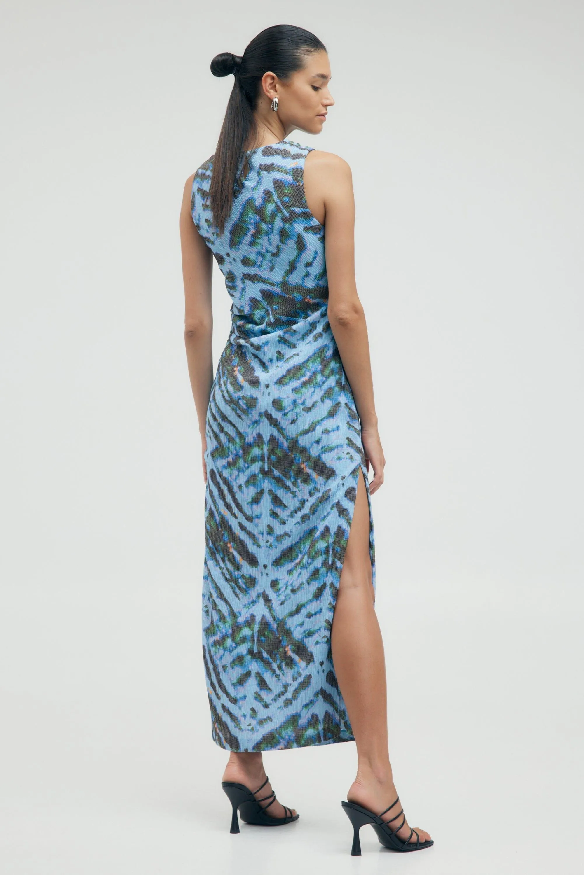 ELECTRIC TUCKED MAXI TANK DRESS | TIE DYE