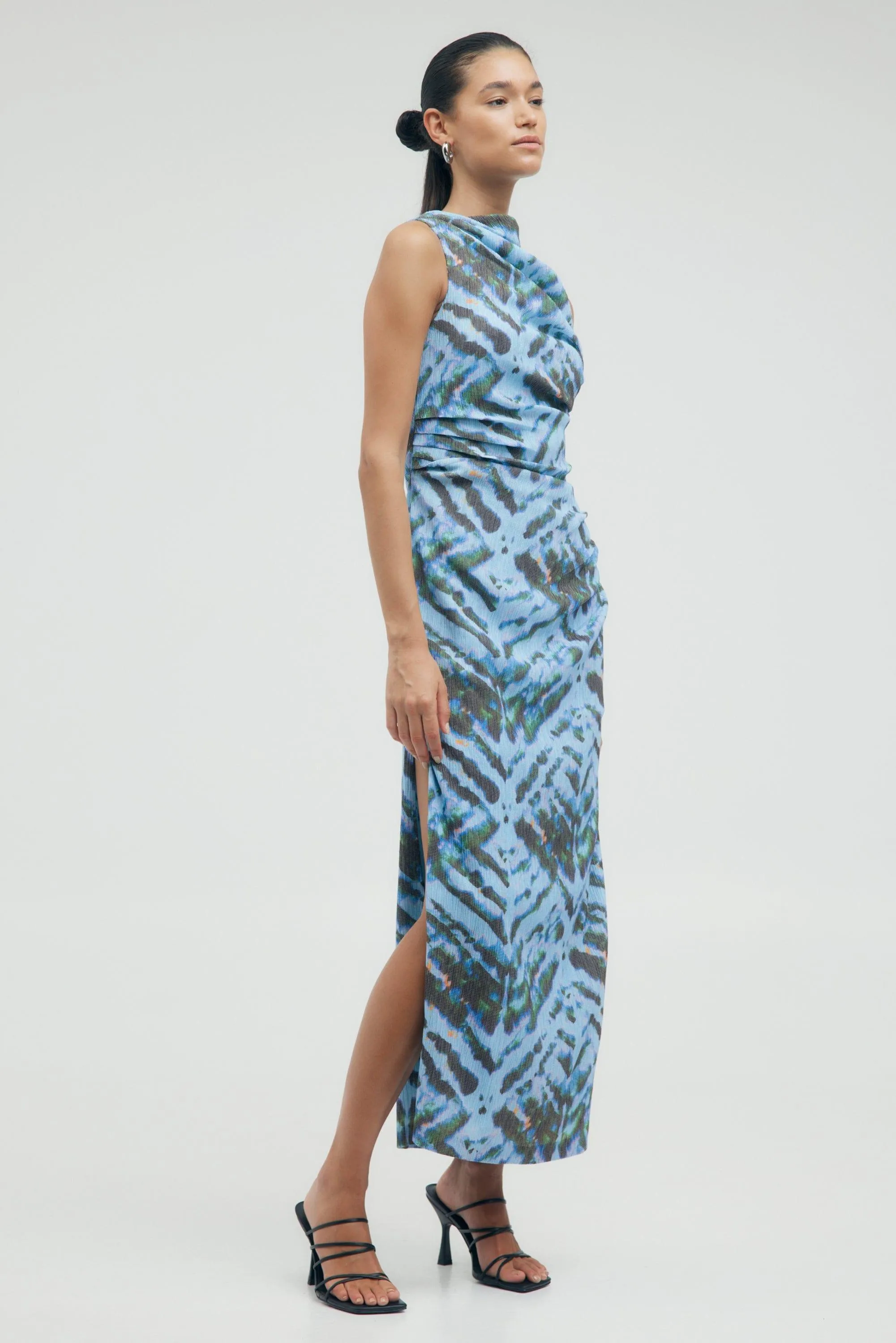 ELECTRIC TUCKED MAXI TANK DRESS | TIE DYE