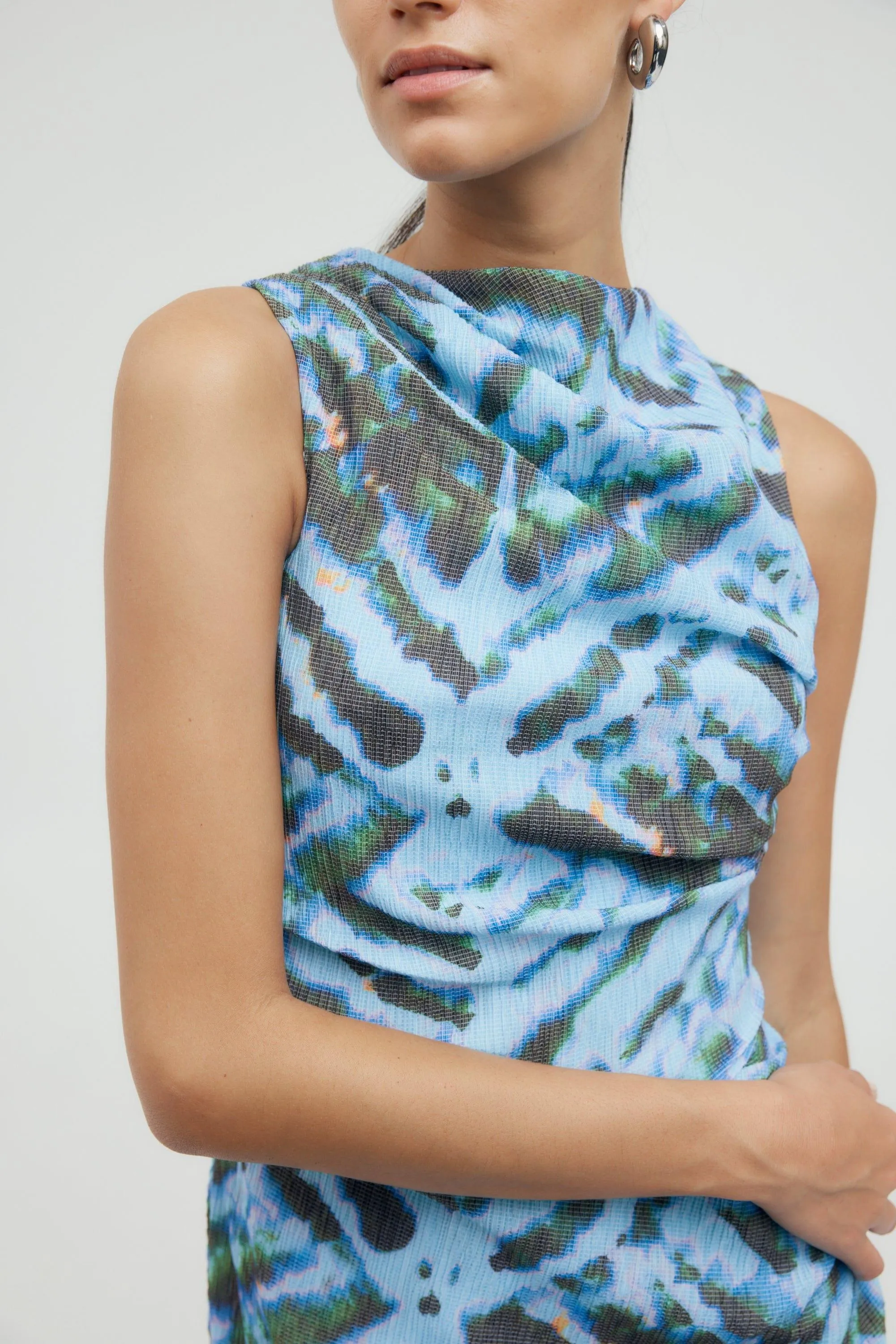 ELECTRIC TUCKED MAXI TANK DRESS | TIE DYE
