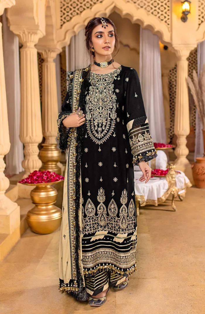 Elegant Black Heavily Embroidered Pakistani Salwar Kameez Dupatta Suit