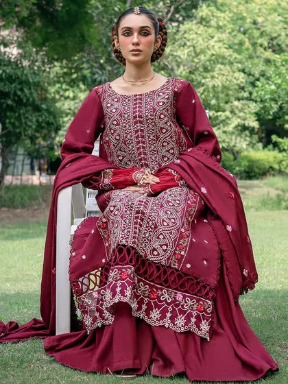 Elegant Embroidered Maroon Pakistani Salwar Kameez Dupatta Salwar Suit