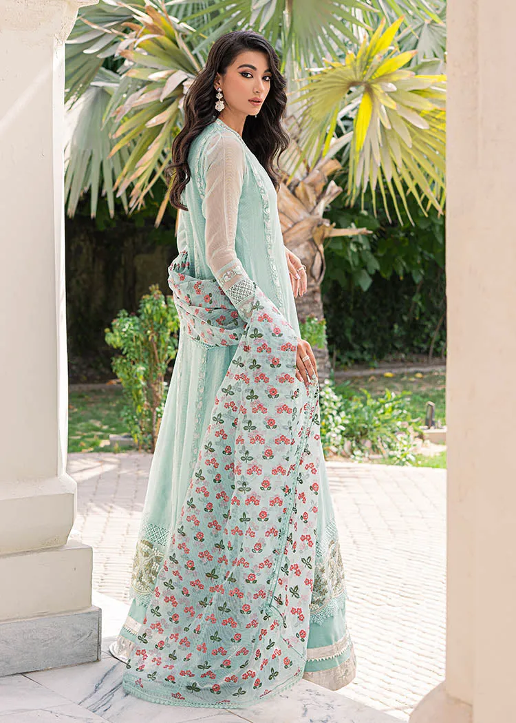 Elegant Pakistani Blue Net Organza Kameez Sharara Suit