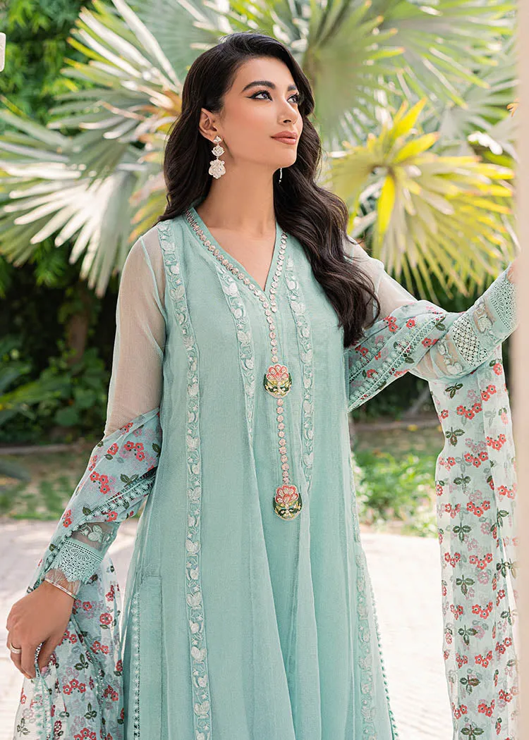 Elegant Pakistani Blue Net Organza Kameez Sharara Suit