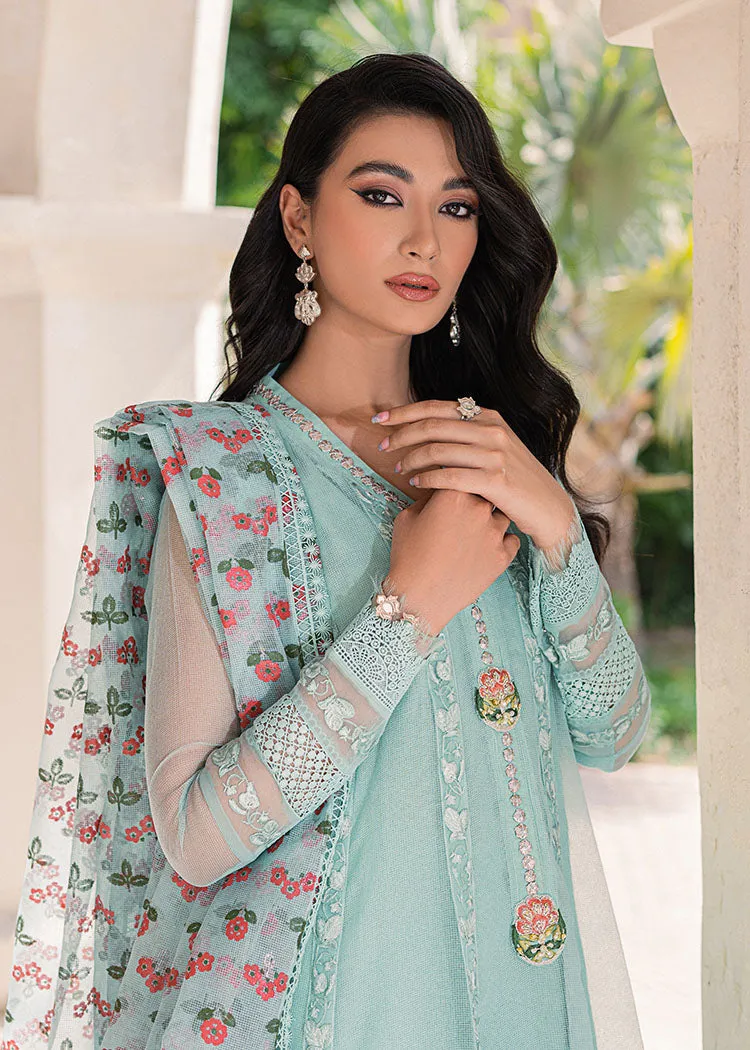 Elegant Pakistani Blue Net Organza Kameez Sharara Suit