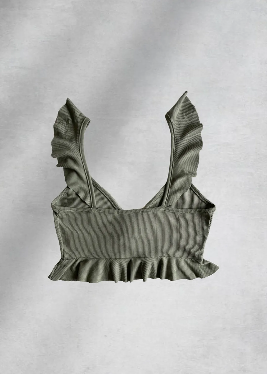 Ella Ruffle Crop Top - Sage