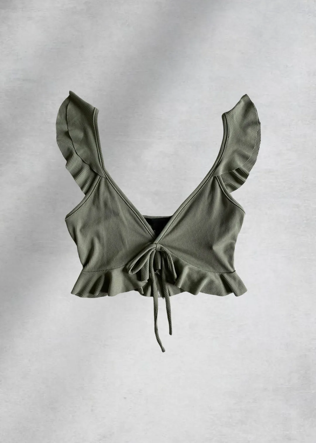 Ella Ruffle Crop Top - Sage