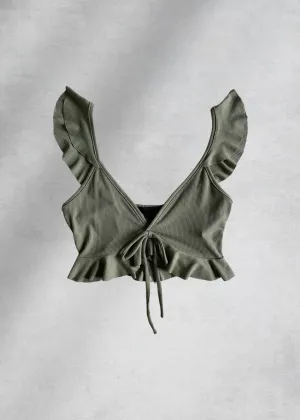 Ella Ruffle Crop Top - Sage