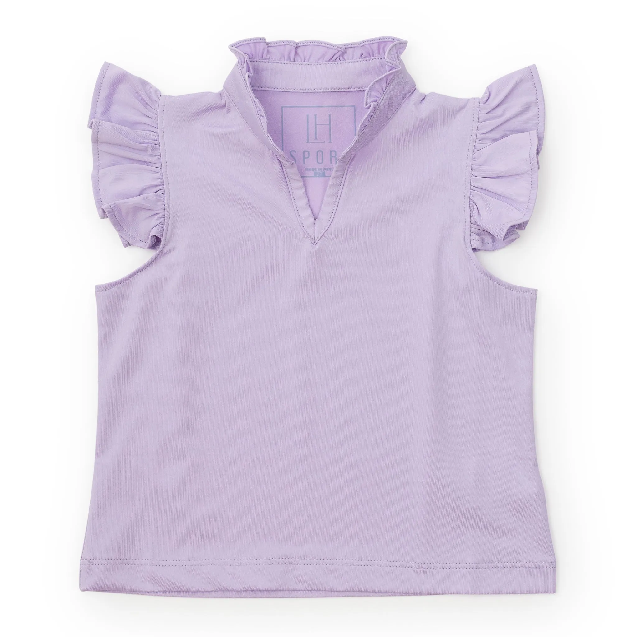 Ellie Girls' Sleeveless Ruffled Top by LH Sport - Lavender