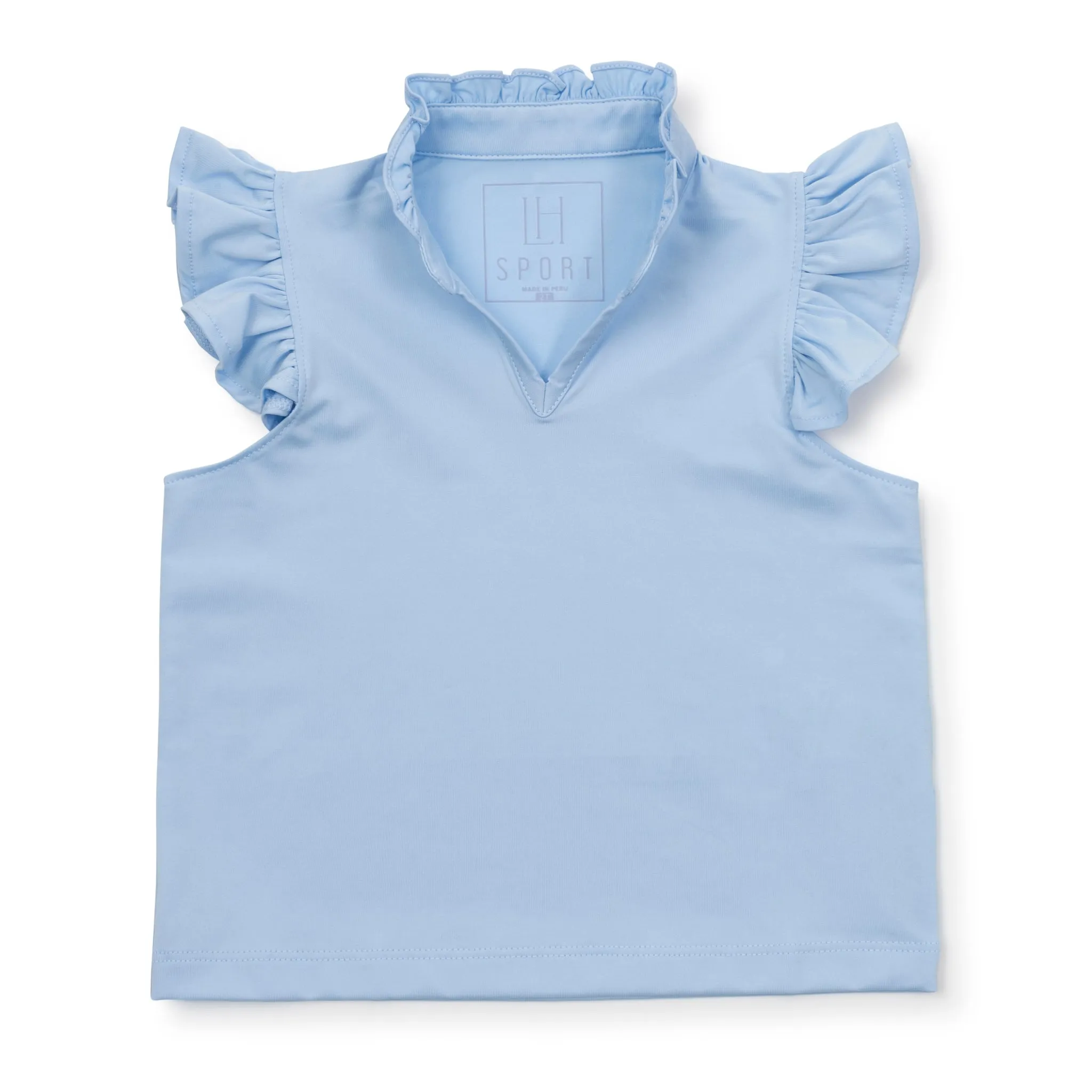 Ellie Girls' Sleeveless Ruffled Top by LH Sport - Light Blue