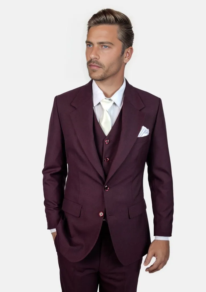Ellis Burgundy Sharkskin Suit