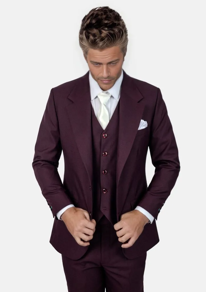 Ellis Burgundy Sharkskin Suit