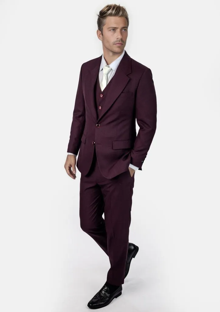 Ellis Burgundy Sharkskin Suit