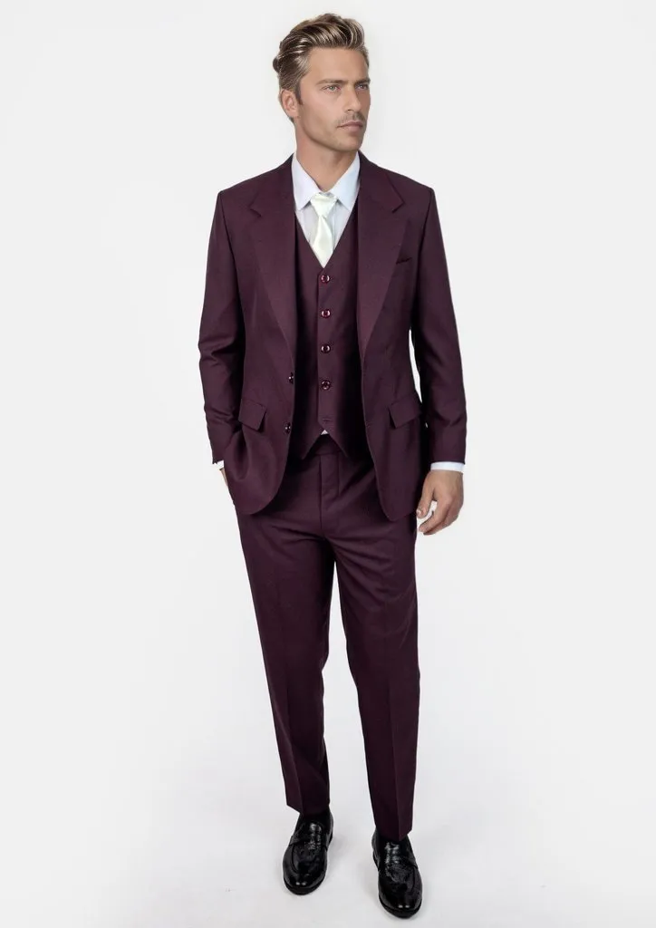Ellis Burgundy Sharkskin Suit