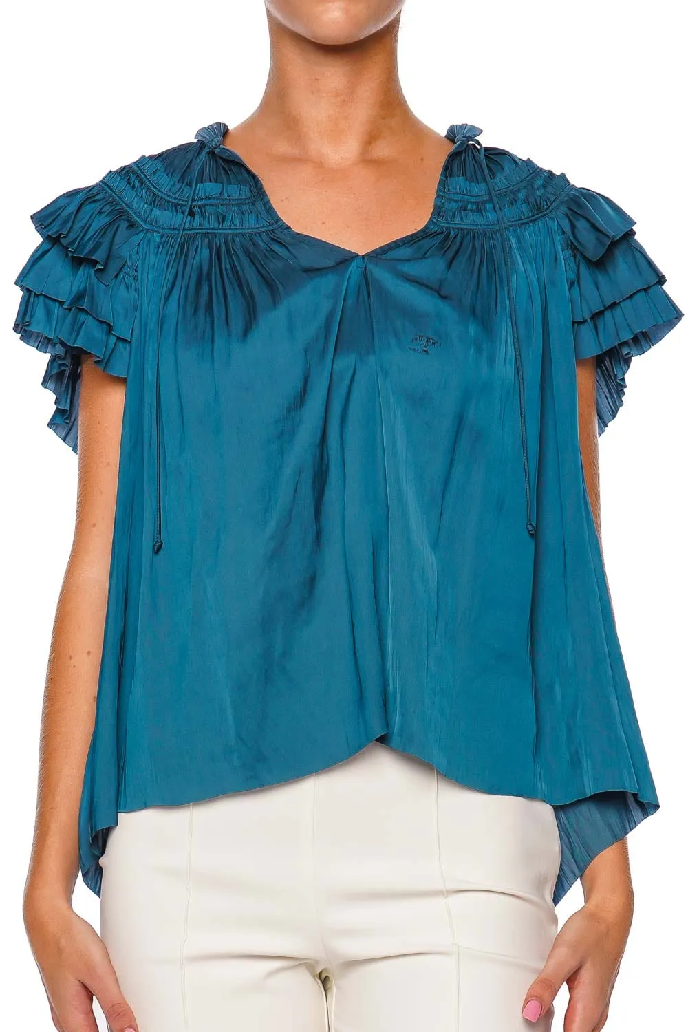 Elvie Neptune Ruched Ruffled Top