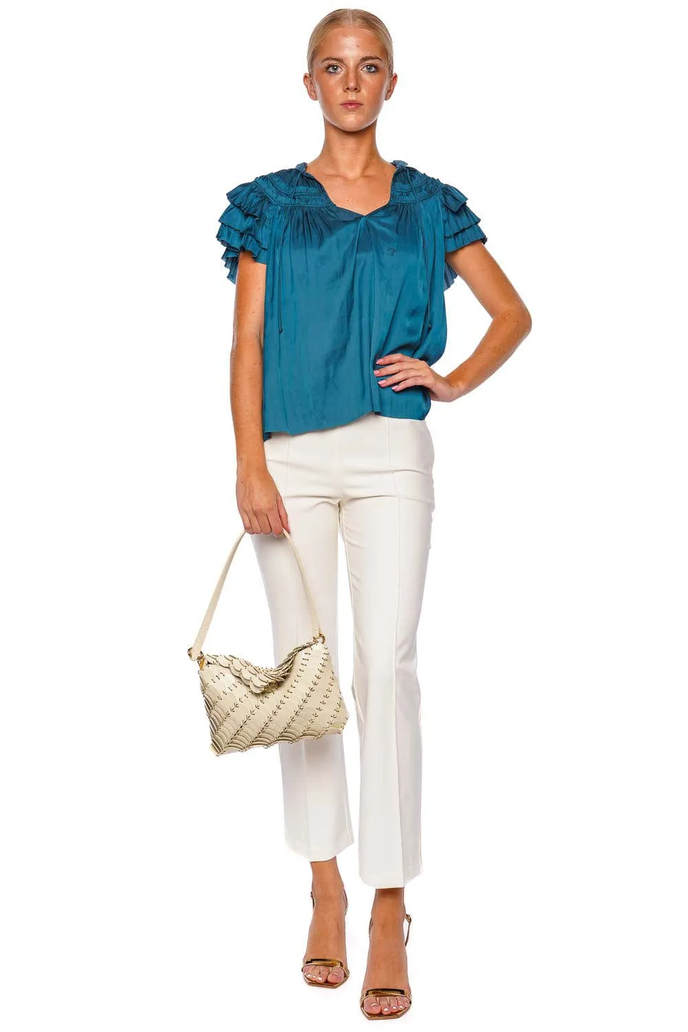 Elvie Neptune Ruched Ruffled Top