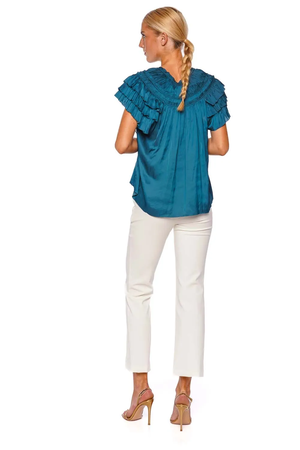 Elvie Neptune Ruched Ruffled Top