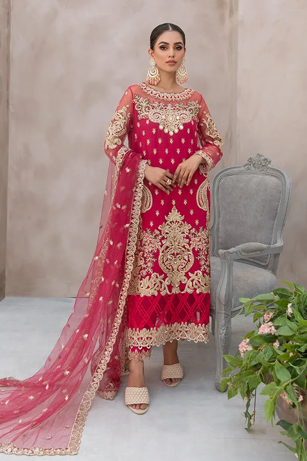 Embellished Rose Red Salwar Kameez Pakistani Eid Dress