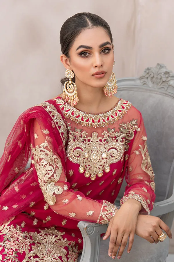 Embellished Rose Red Salwar Kameez Pakistani Eid Dress