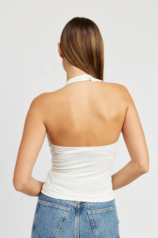 Emory Park RUFFLED HALTER TOP