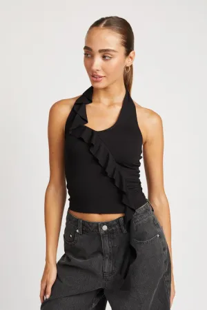 Emory Park RUFFLED HALTER TOP