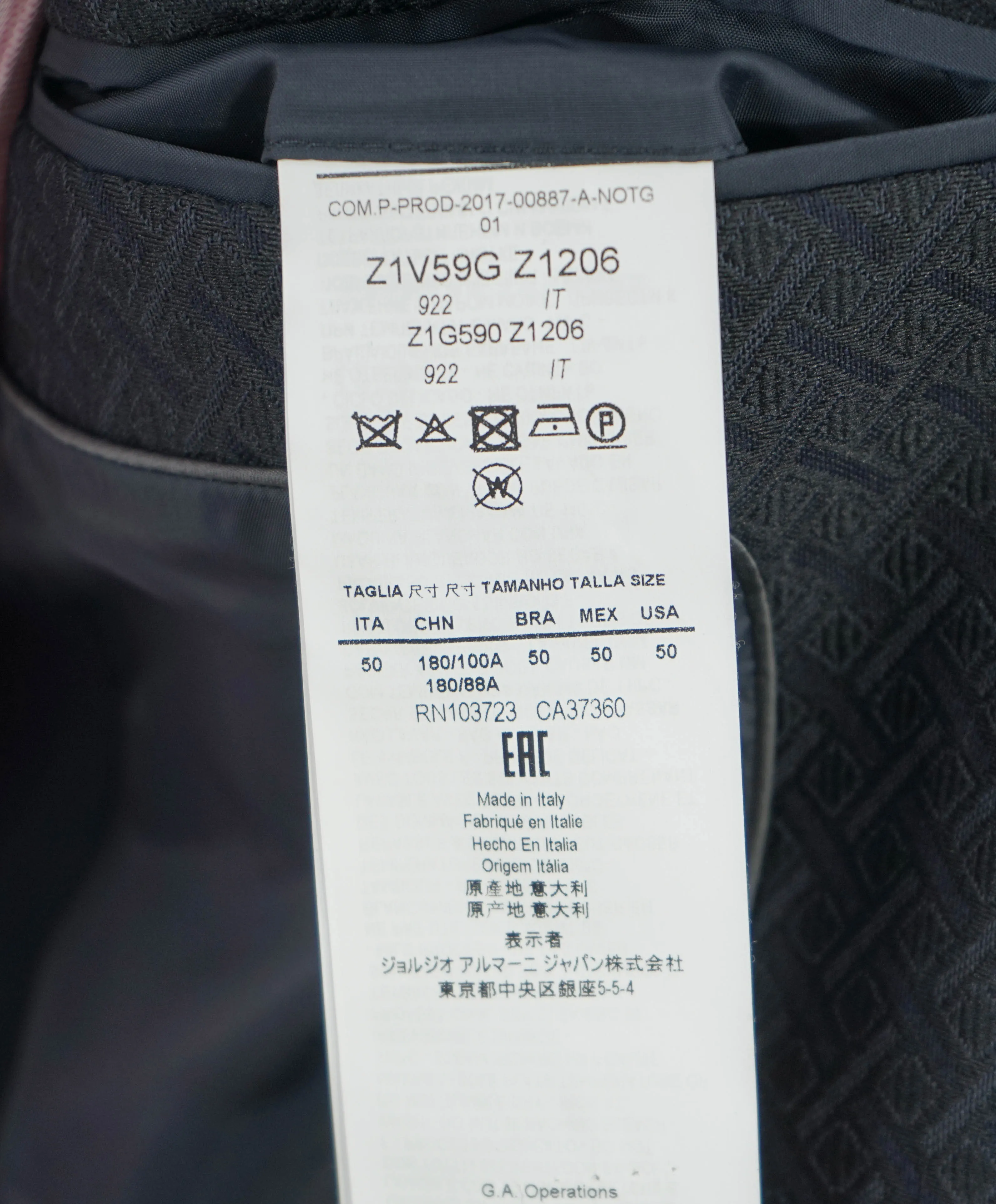 EMPORIO ARMANI - Black Geometric Textured Weave UNIQUE PREMIUM Suit - 40R