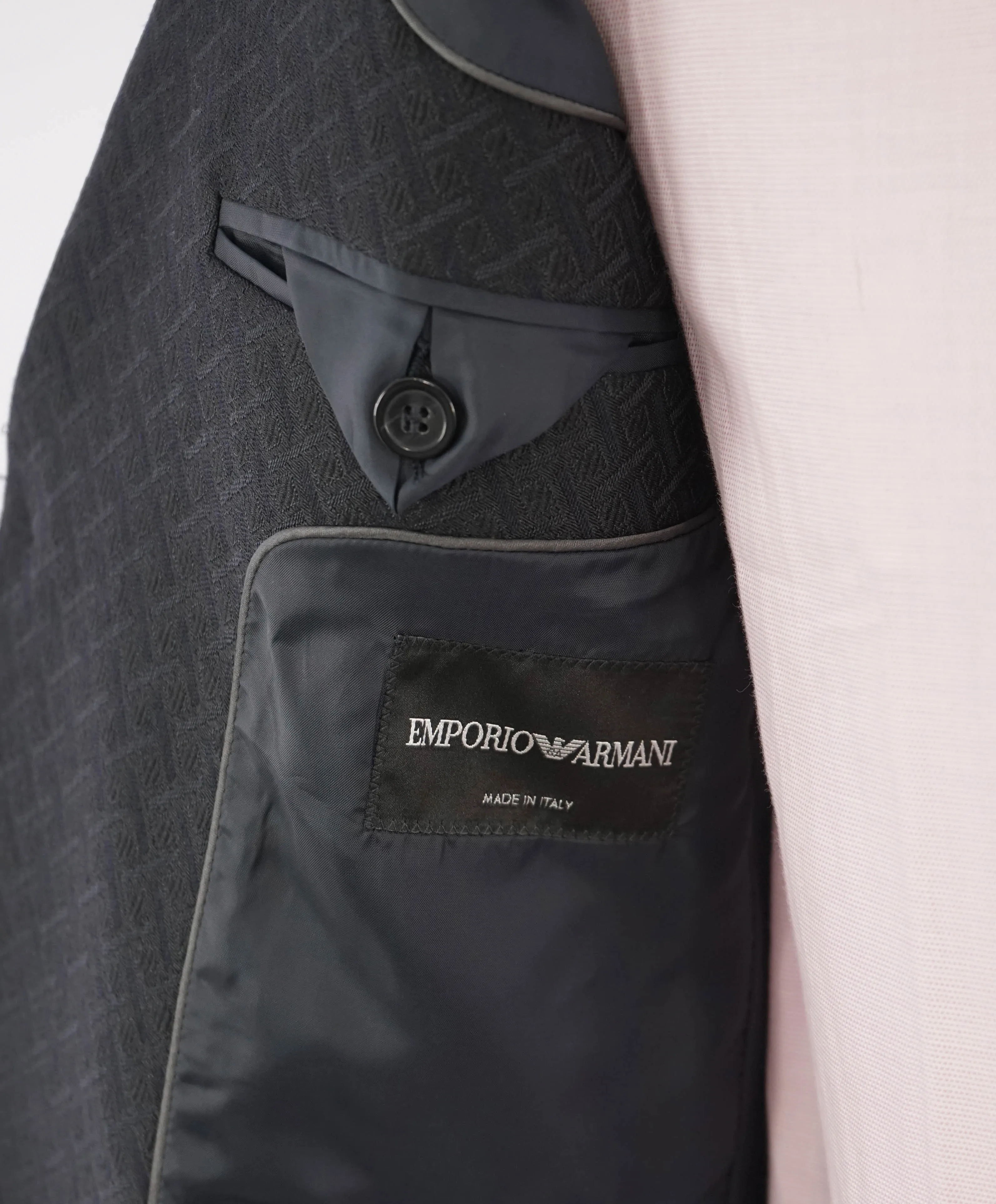 EMPORIO ARMANI - Black Geometric Textured Weave UNIQUE PREMIUM Suit - 40R