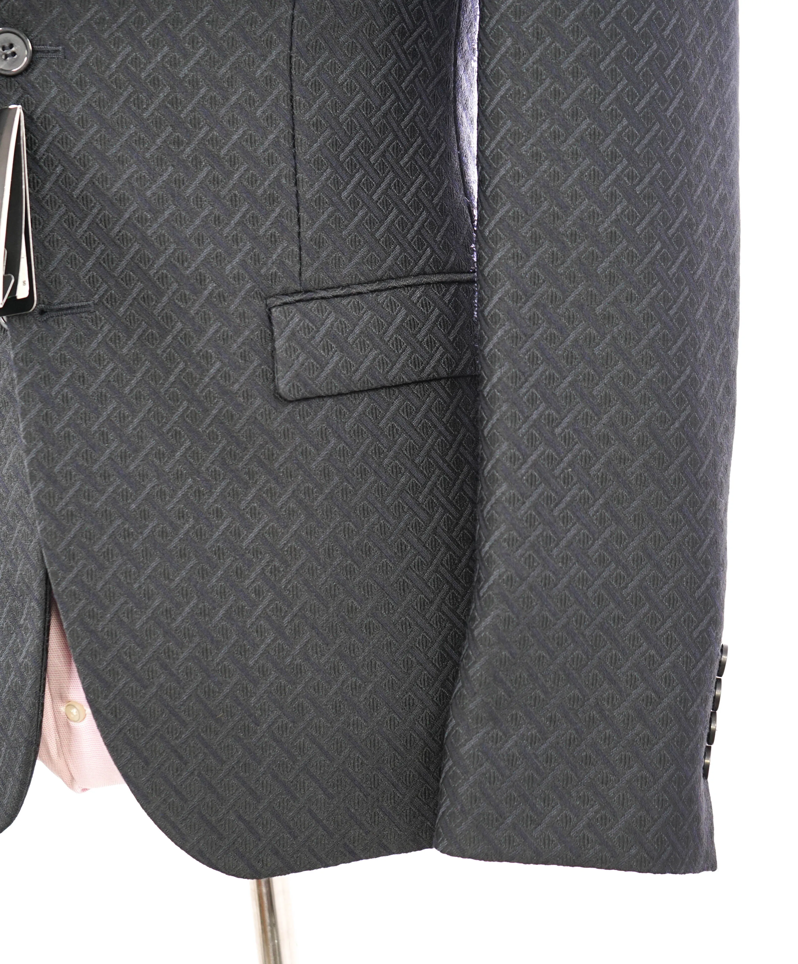 EMPORIO ARMANI - Black Geometric Textured Weave UNIQUE PREMIUM Suit - 40R