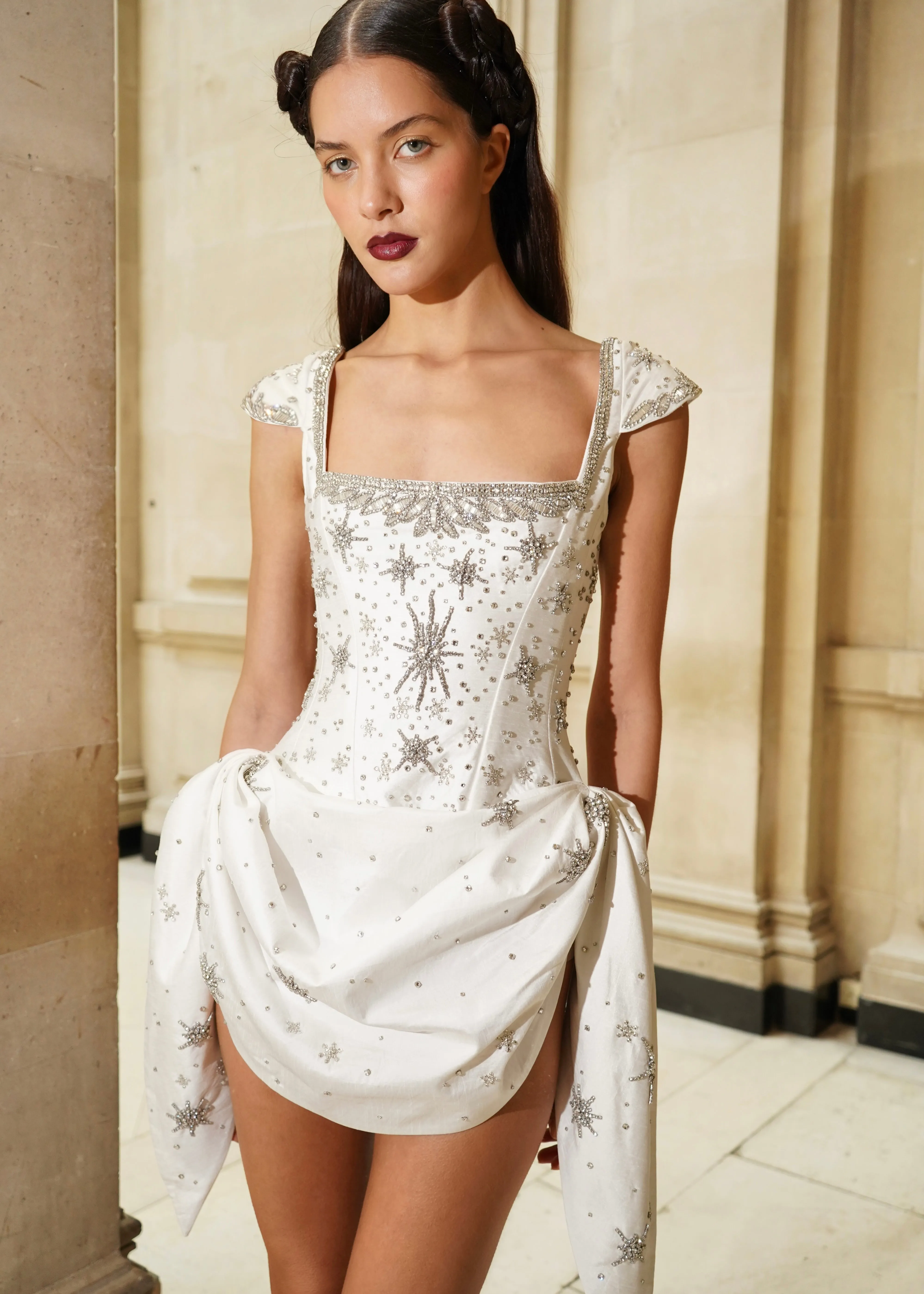 Estella Draped Mini Dress - Bright White