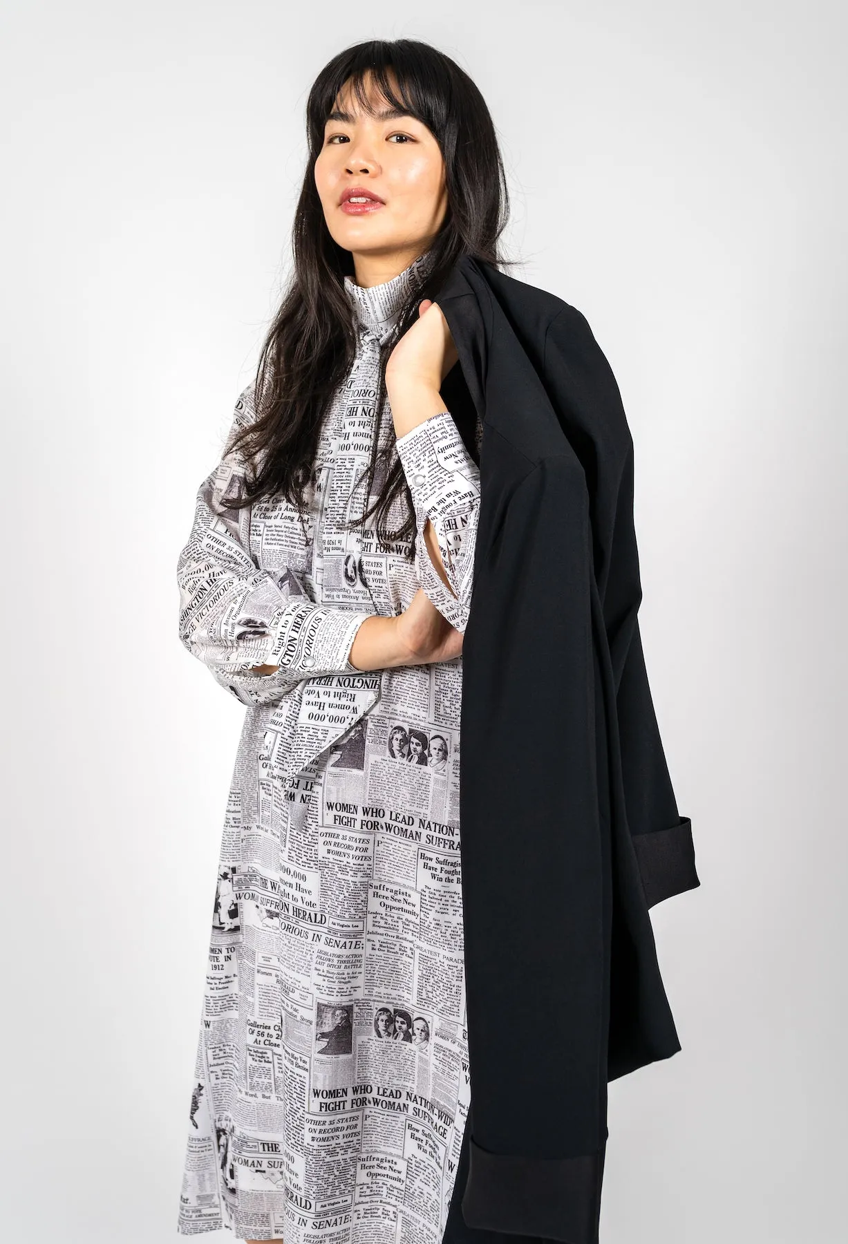 EVELYN: SUFFRAGIST NEWSPRINT DRESS