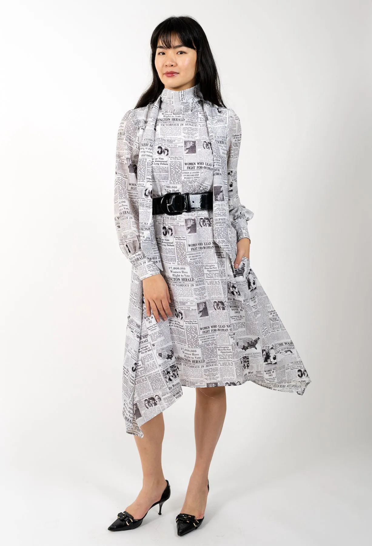EVELYN: SUFFRAGIST NEWSPRINT DRESS