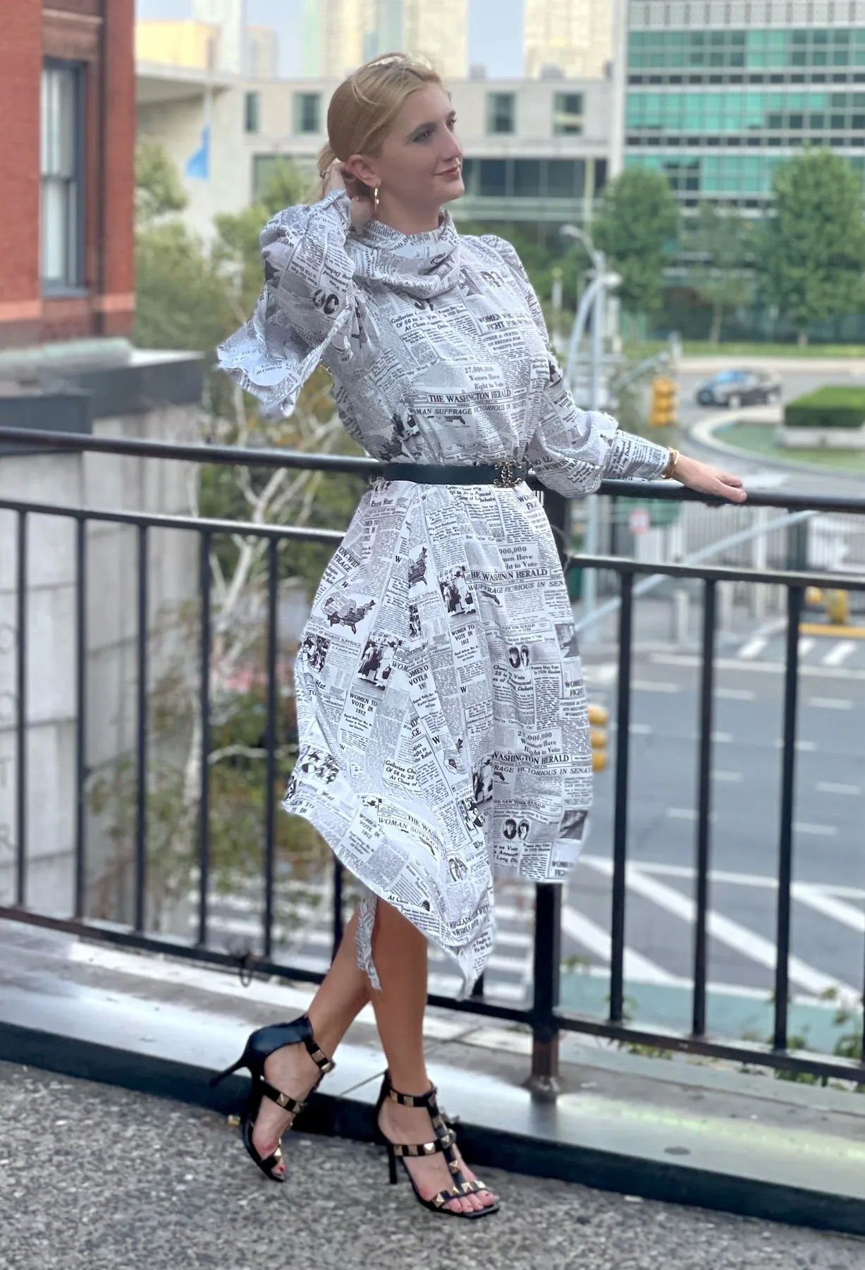 EVELYN: SUFFRAGIST NEWSPRINT DRESS