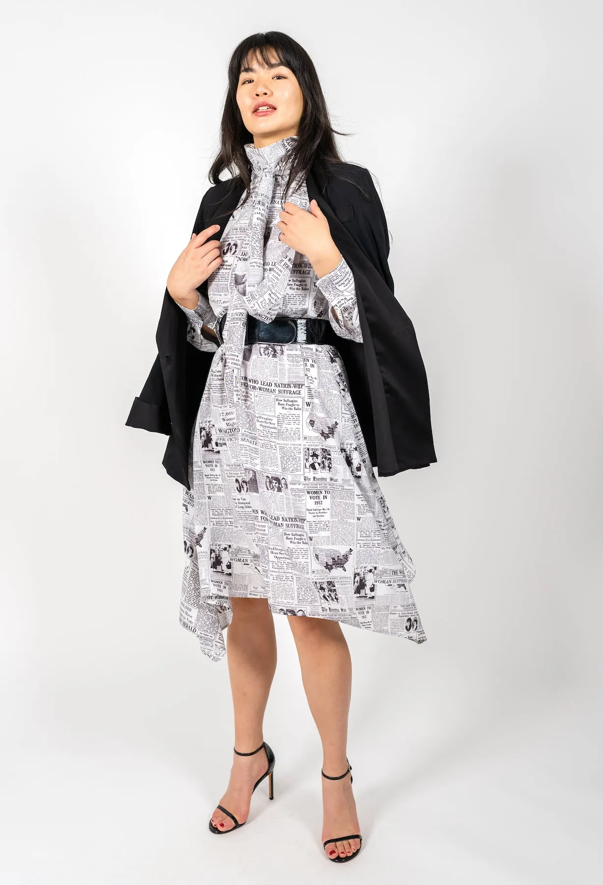 EVELYN: SUFFRAGIST NEWSPRINT DRESS
