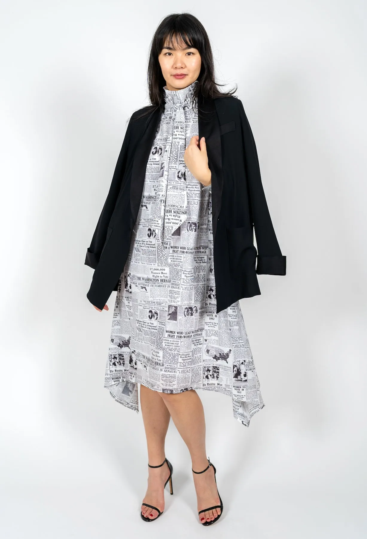 EVELYN: SUFFRAGIST NEWSPRINT DRESS