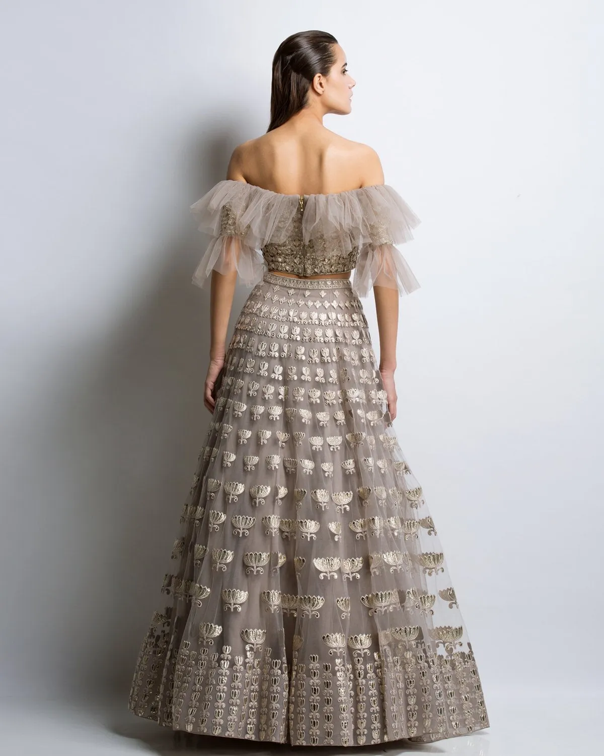 Fawn Color Gotta Patti Applique Lehenga