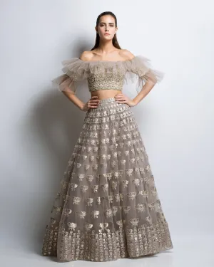 Fawn Color Gotta Patti Applique Lehenga
