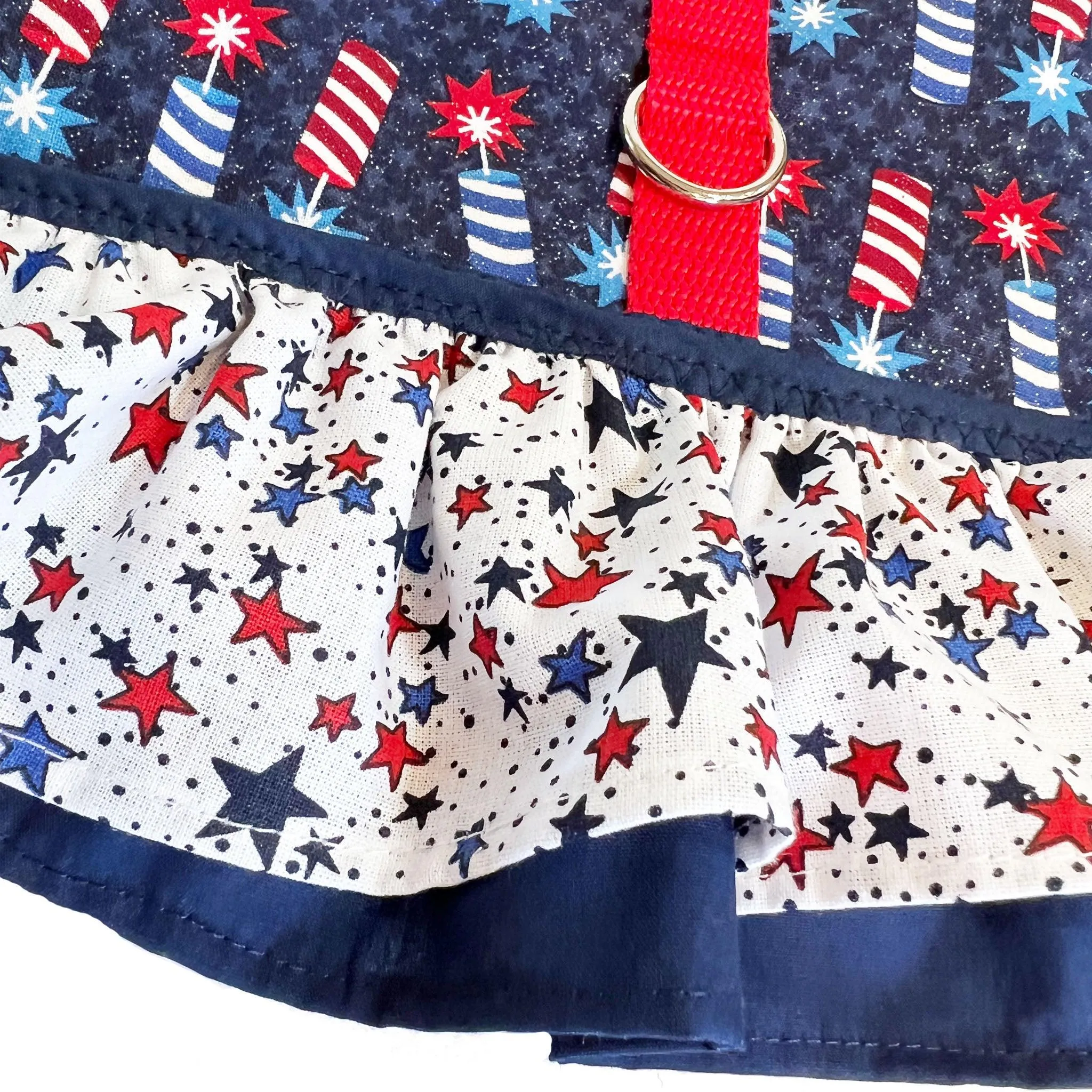 Firecracker July 4th Print Ruffled Dog Vest Harness