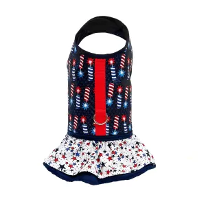 Firecracker July 4th Print Ruffled Dog Vest Harness