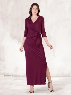 Fitted V-Neck Side Slit Maxi Dress