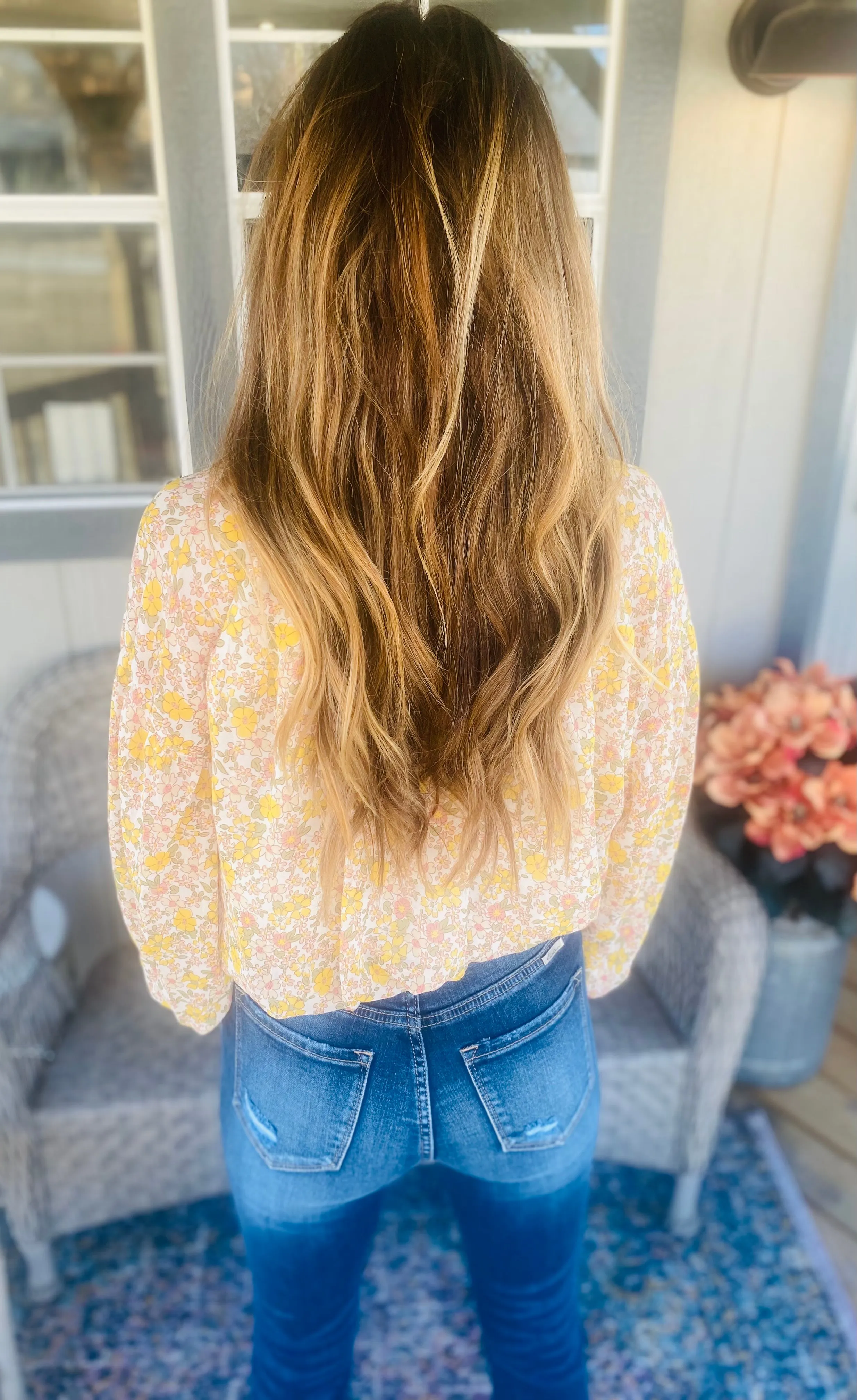 Floral Button Down Shirred Top