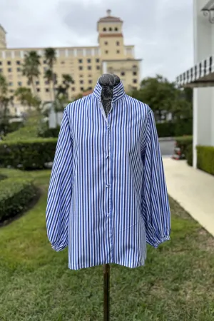 Freda Top in Blue and White Stripes
