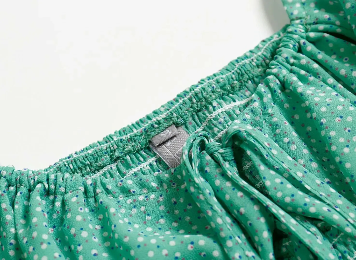 Front tie rope bubble sleeve blouse sexy leaky navel short printed shirt top