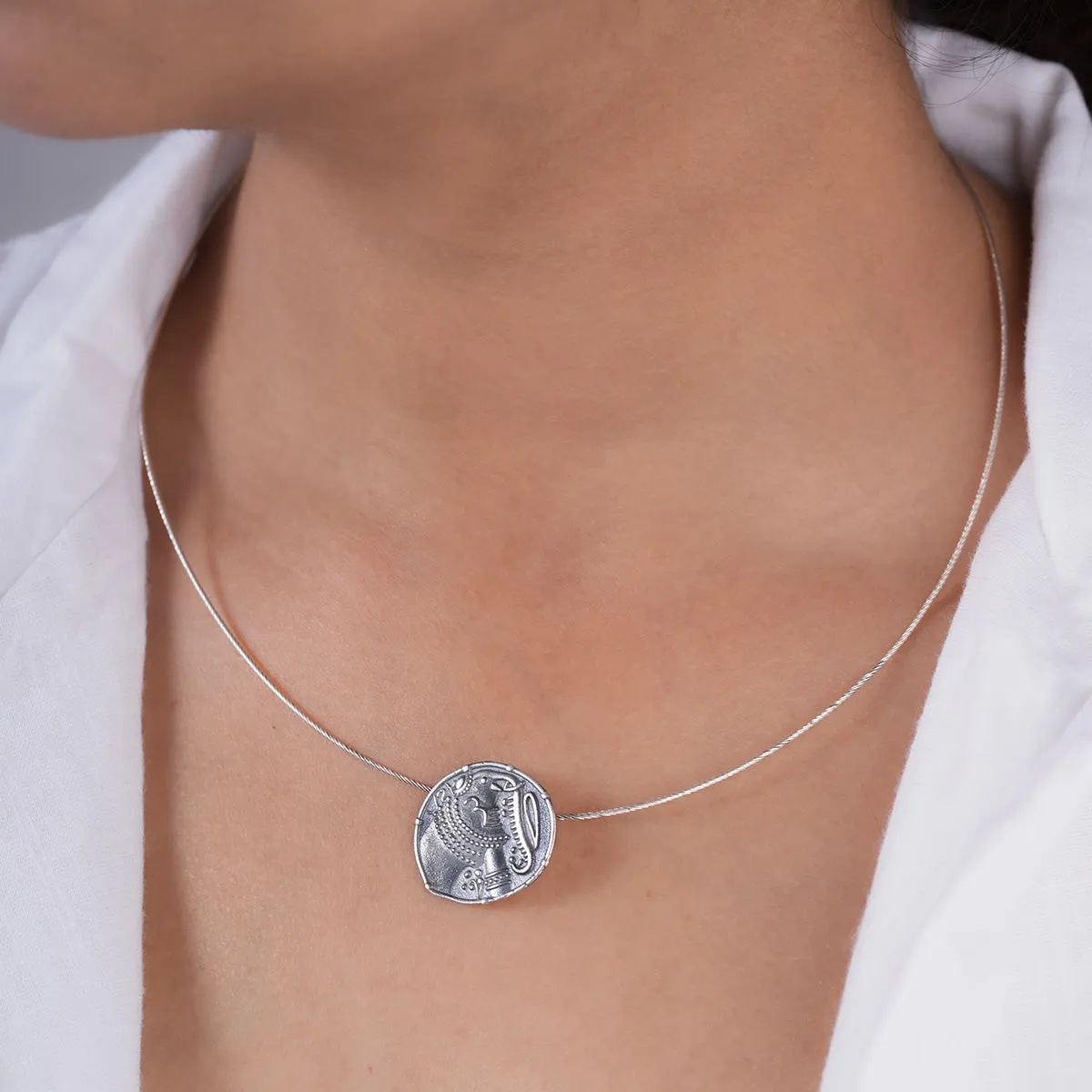 Gajapati Silver Pendant with Chain (without Frame) by MOHA