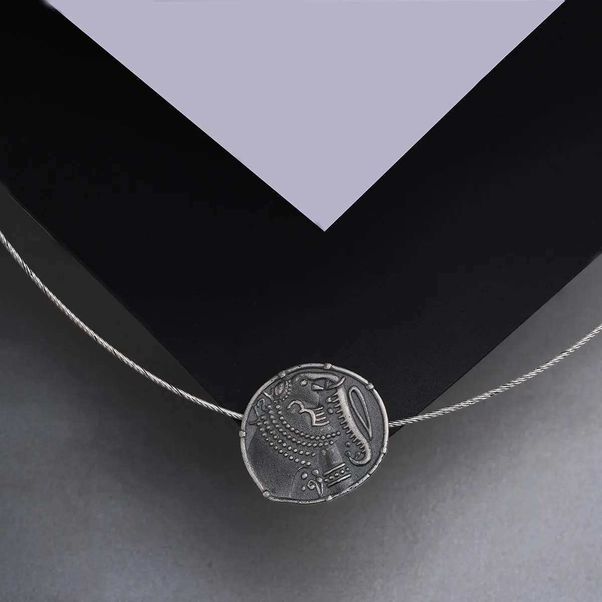 Gajapati Silver Pendant with Chain (without Frame) by MOHA