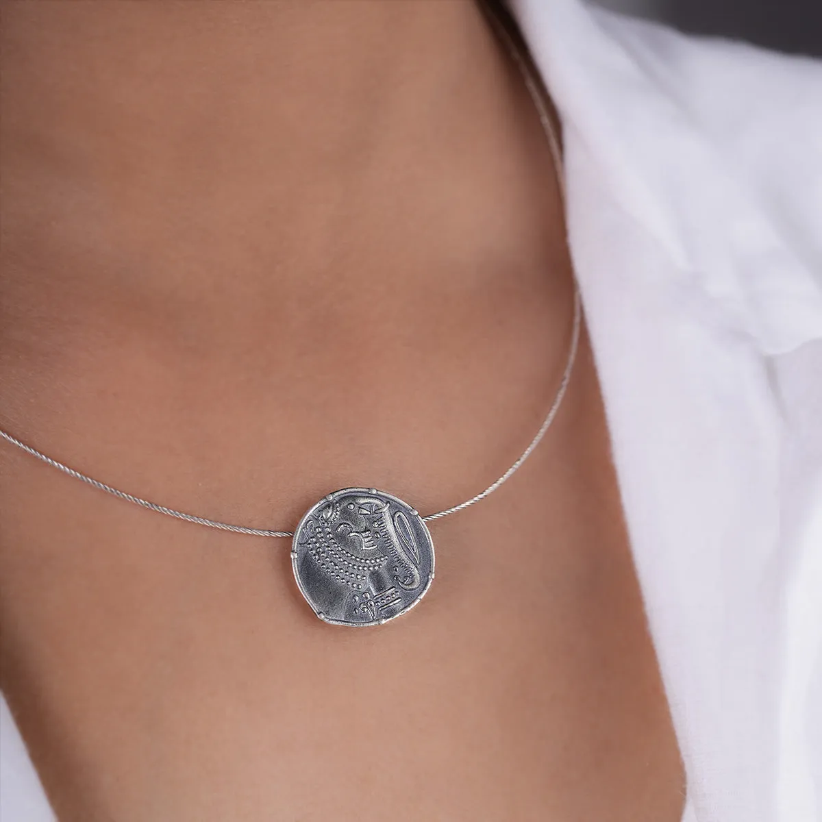 Gajapati Silver Pendant with Chain (without Frame) by MOHA