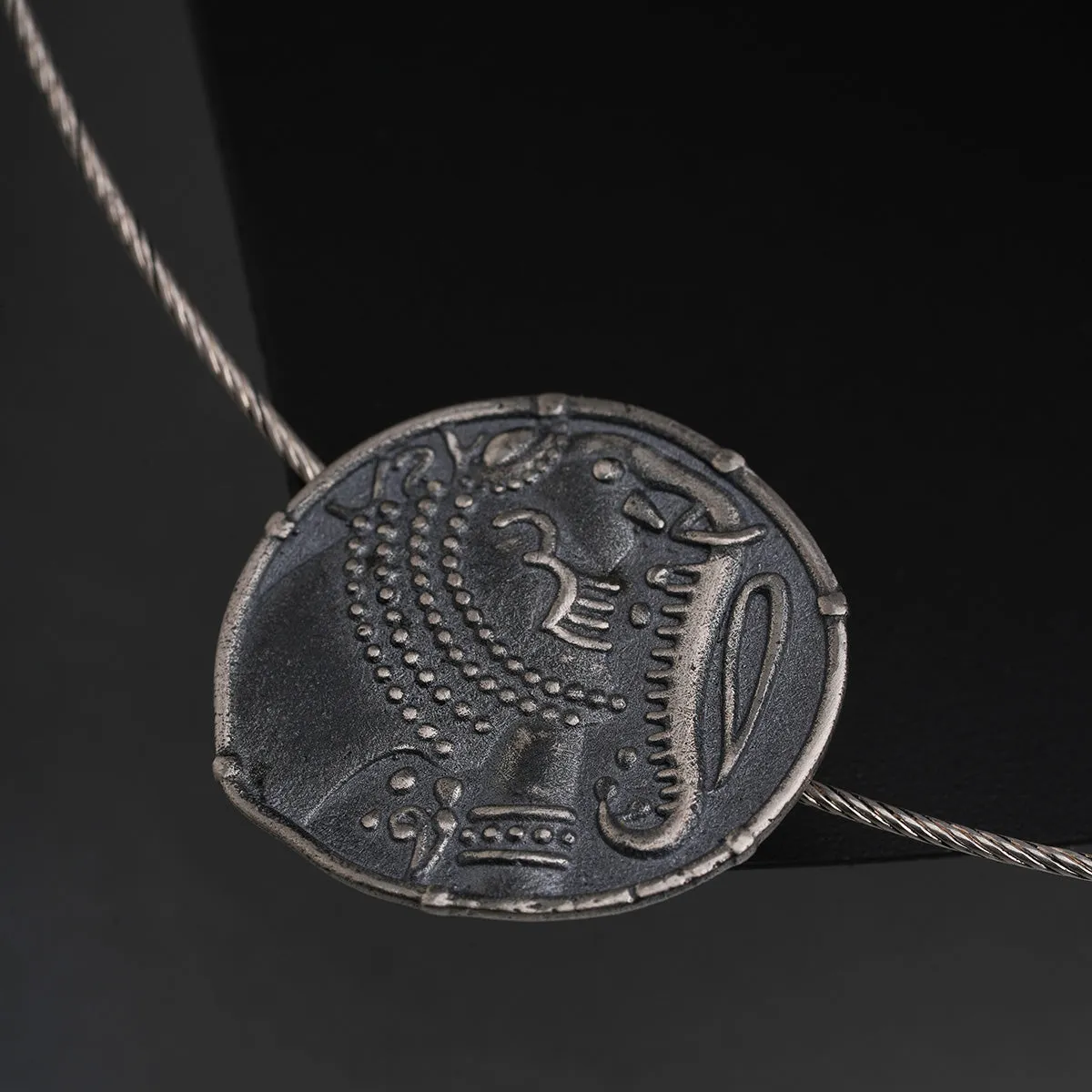 Gajapati Silver Pendant with Chain (without Frame) by MOHA