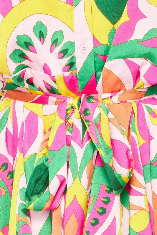 Geographic Print Mini Dress